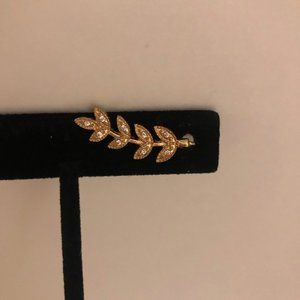 Single 'climber' earring - gold and crystal accent